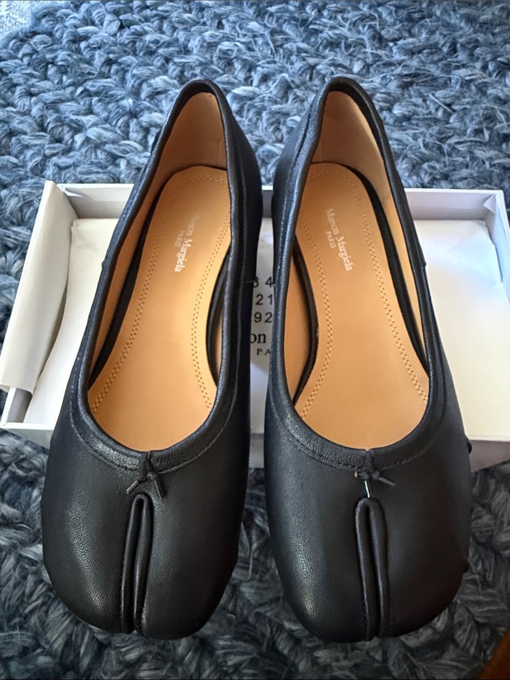 Maison Martin Margiela Black Tabi Leather Flats